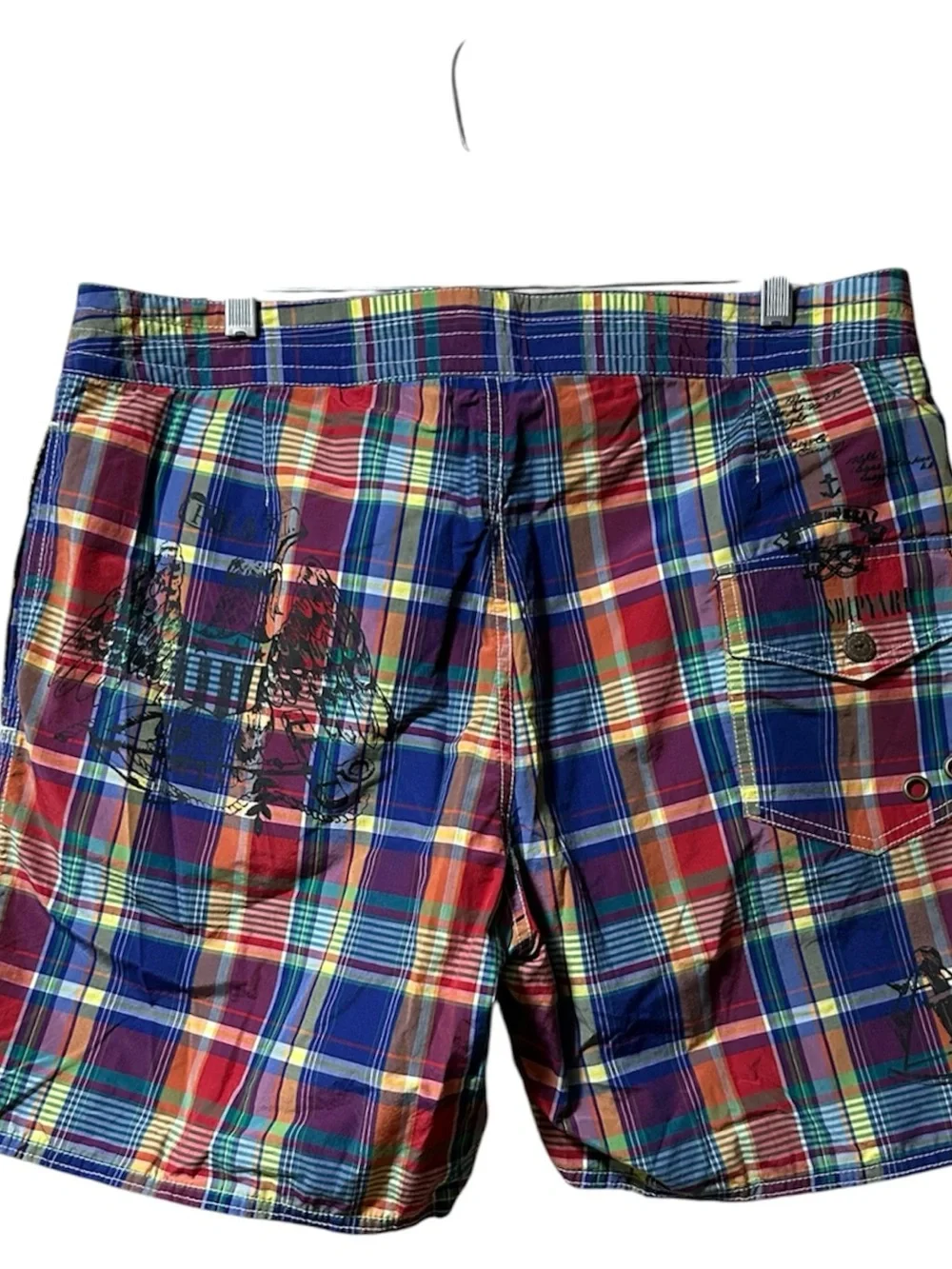 MENS POLO RALPH LAUREN PLAID LINED SWIM BOARD SHORTS SIZE 34